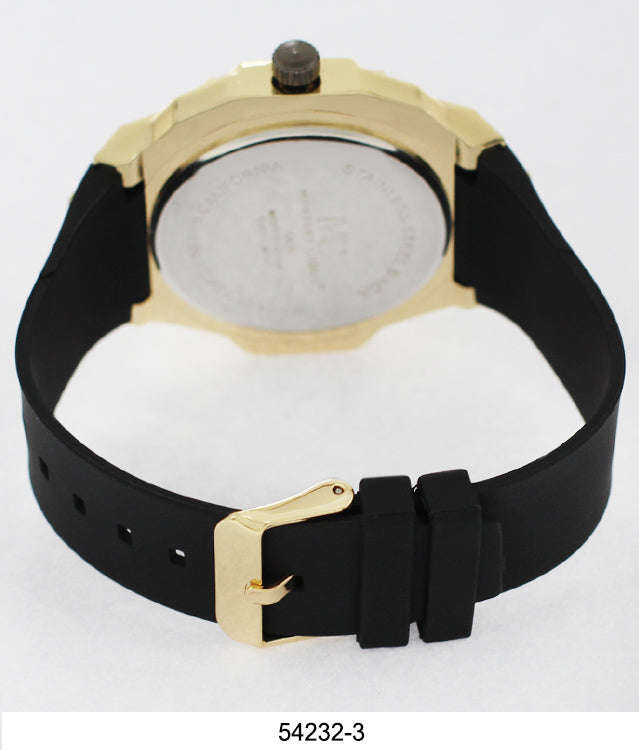 5423-Montres Carlo CZ Stone Case Watch With Silicone Band