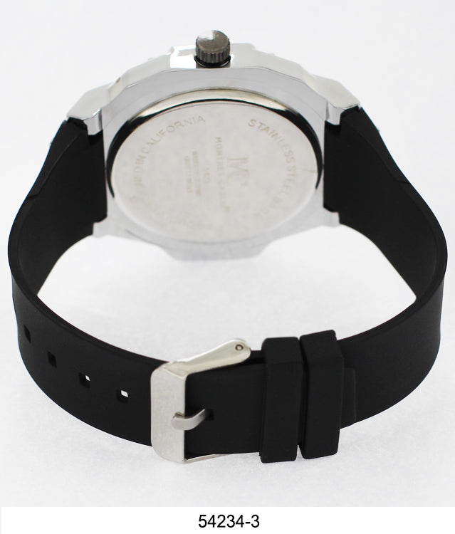 5423-Montres Carlo CZ Stone Case Watch With Silicone Band