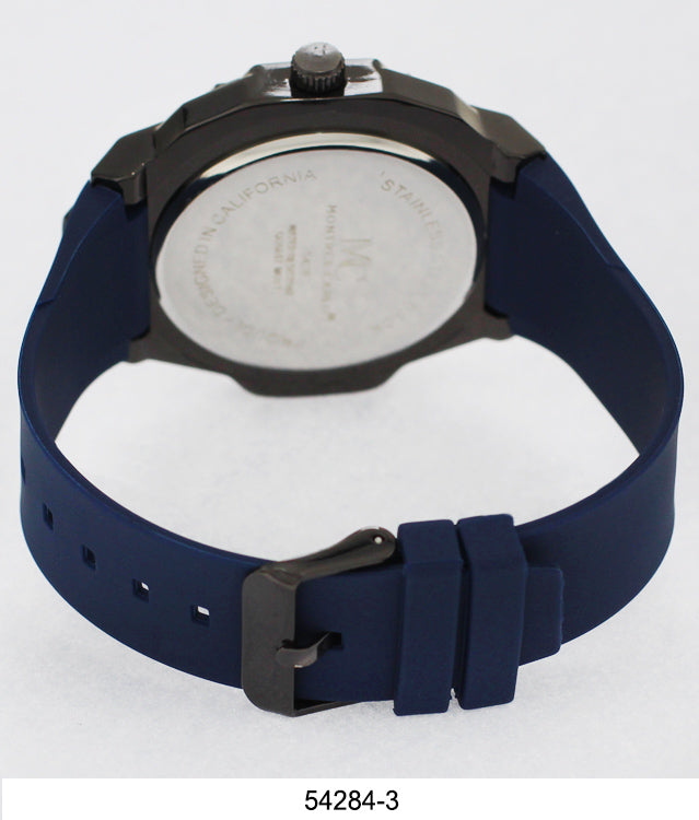 5428-Montres Carlo CZ Stone Case Watch With Silicone Band