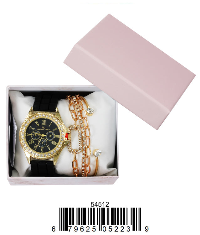 5451-JB31 Gift Boxed Rubber Band Watch with Jewellery Sets