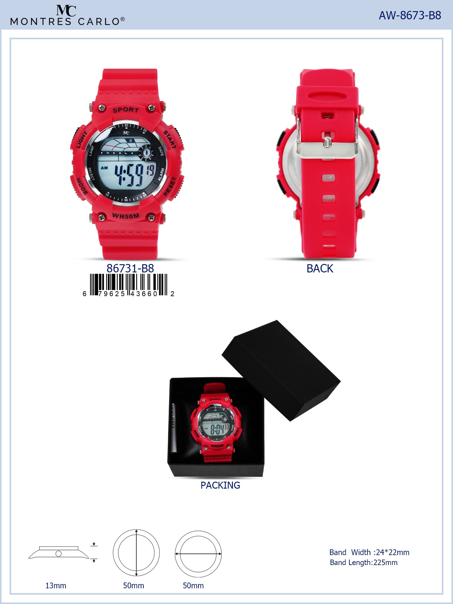 8673- B8 Digital Watch