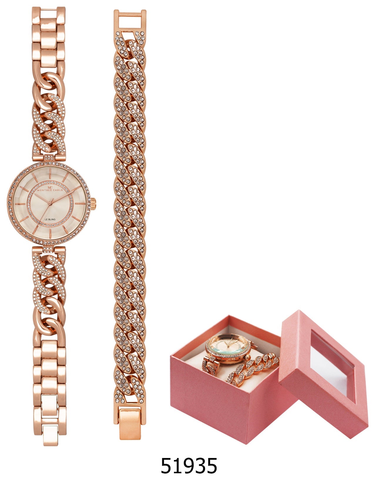 5193 - Boxed Ice Metal Bracelet Watch with Chain